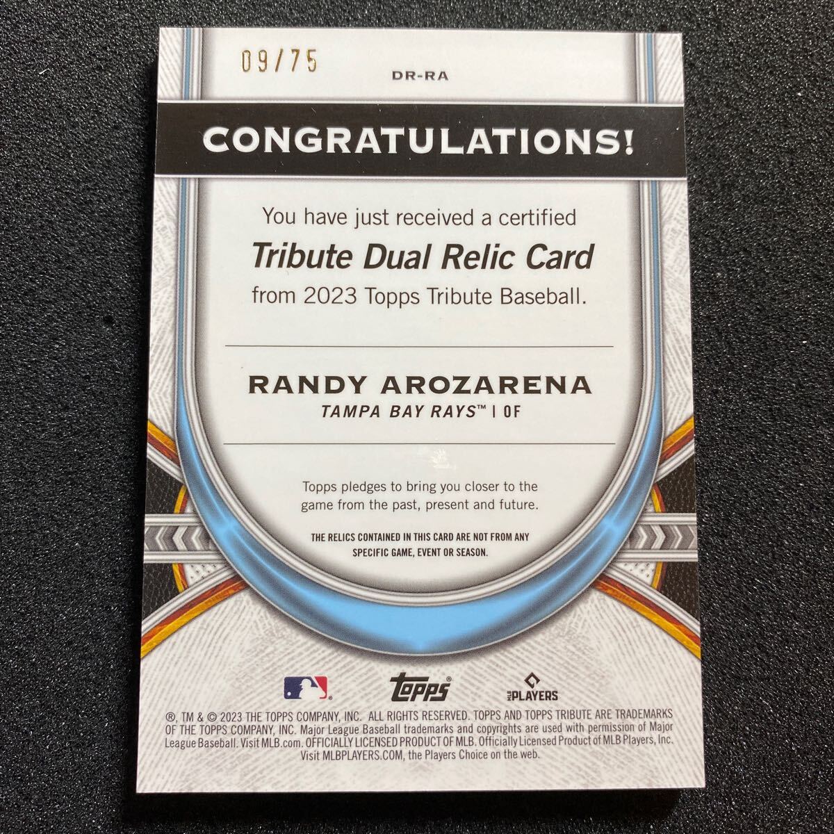 2023 Topps Tribute Randy Arozarena Dual Relic デュアルレリック 75枚限定の画像2