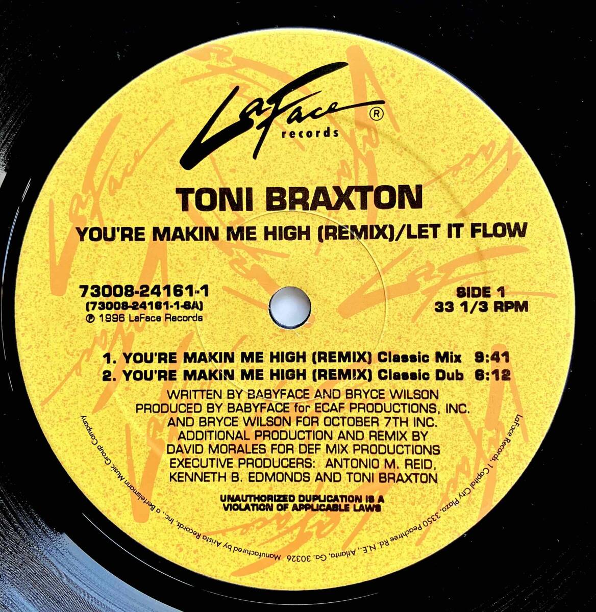 Toni Braxton / You're Makin' Me High c/w Let It Flow【12''】1996 / US / LaFace Records / 73008-24161-1 / 検索：333yen vinyl_画像3