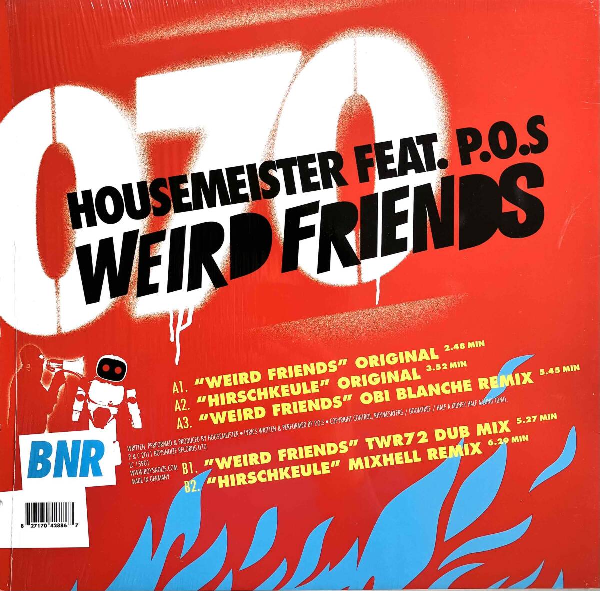 Housemeister Feat. P.O.S / Weird Friends 【12''】2011 / GER / Boysnoize Records / BNR070 / 検索：333yen vinylの画像2