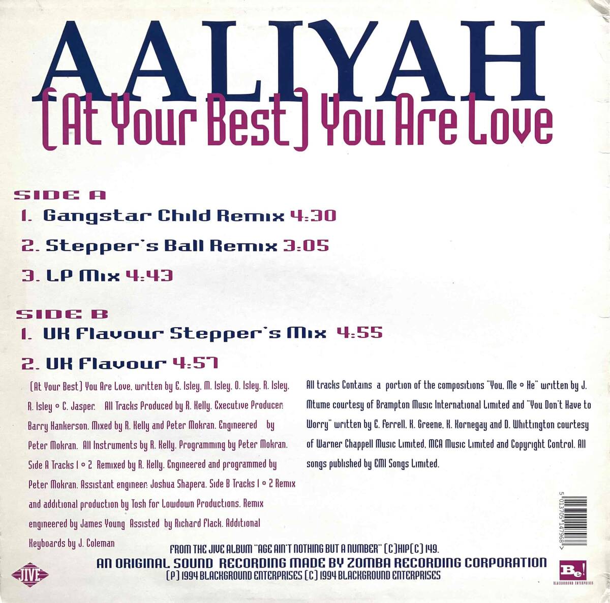 Aaliyah / (At Your Best) You Are Love【12''】1994 / UK / Jive / JIVE T 359_画像2