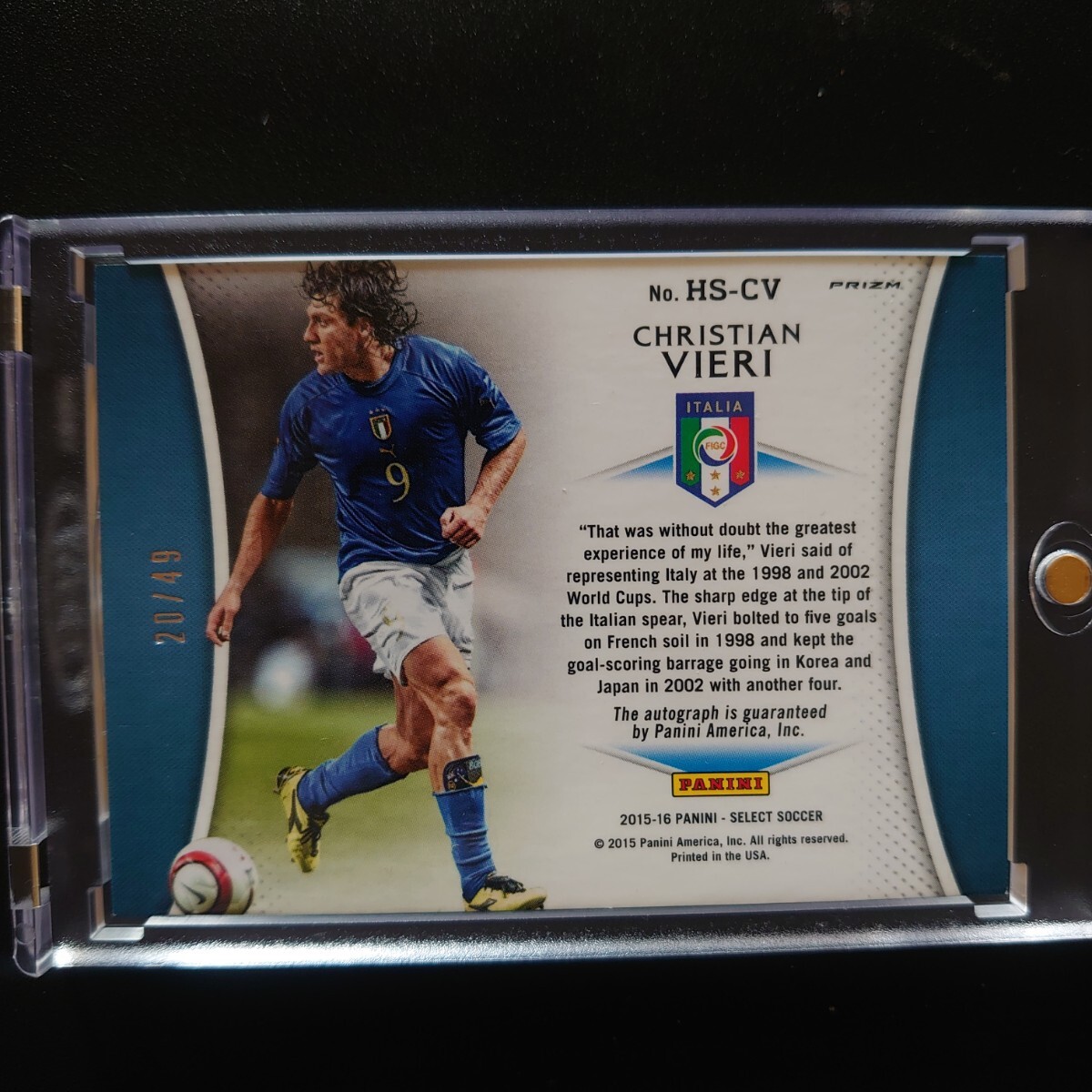 Christian Vieri クリスティアン・ヴィエリ サイン 2016-17 Panini Select Soccer /49 イタリアの画像2