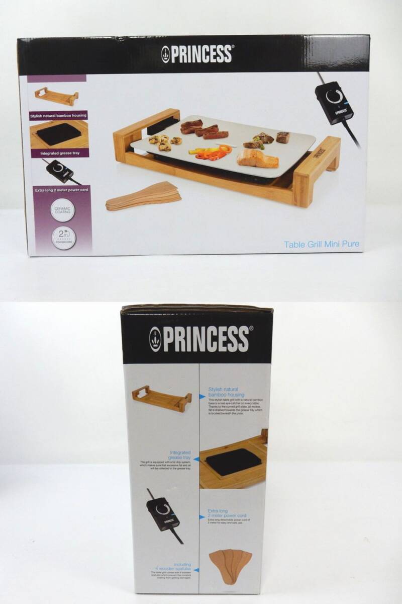 【未使用】 PRINCESS プリンセス Table Grill Mini Pure テーブルグリル ミニ ピュア 103035 ホットプレート 動作未確認 中古品 返品不可で_画像2