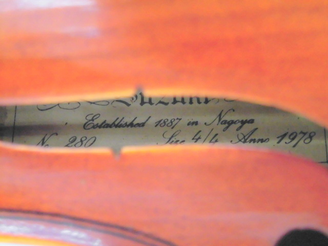 ★SUZUKI/スズキ バイオリン 4/4 No.280 1978年 弦楽器 ハードケース付 中古 現状 ジャンク品扱い(未確認)の画像7