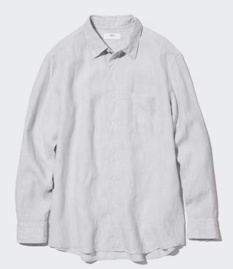 【完売カラー】定価3,990円 UNIQLO ユニクロ プレミアムリネンシャツ GRAY_画像1