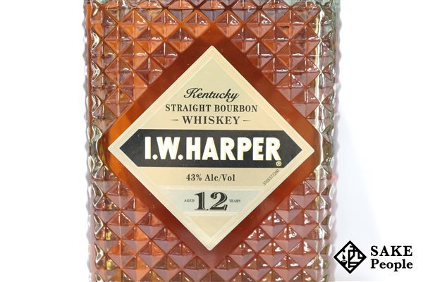 ◇注目! I.W.ハーパー 12年 750ml 43％ 箱・グラス付き バーボンの画像3