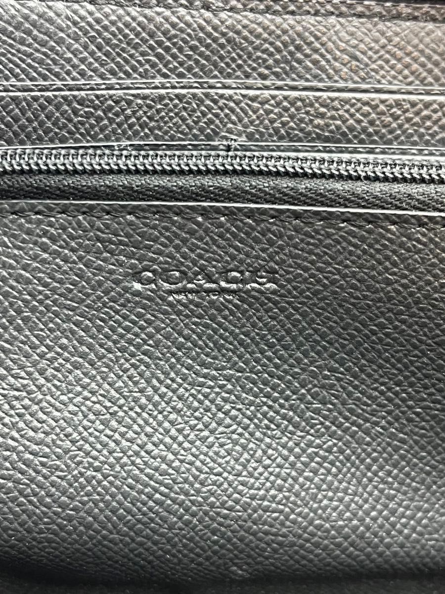 【美品】コーチ ラウンドファスナー F23400 バードシグネチャー レザー COACH 長財布