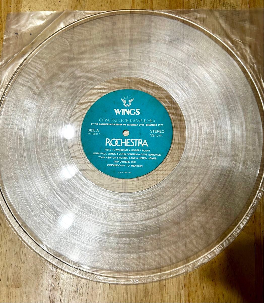 ウィングス&ポール・マッカートニー　Concerts For Kampuchea クリアカラー　LPレコード