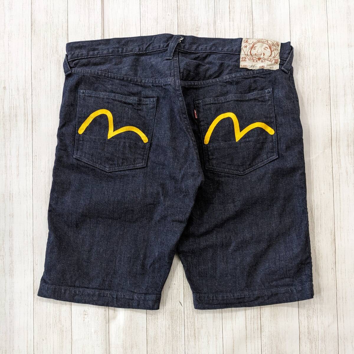 美品✨エヴィス 7550 デニムハーフパンツ W36 日本製 濃紺 ペイント 春 Yahoo!オークション - EVISU/エヴィス/デニムハーフパンツ/LOT