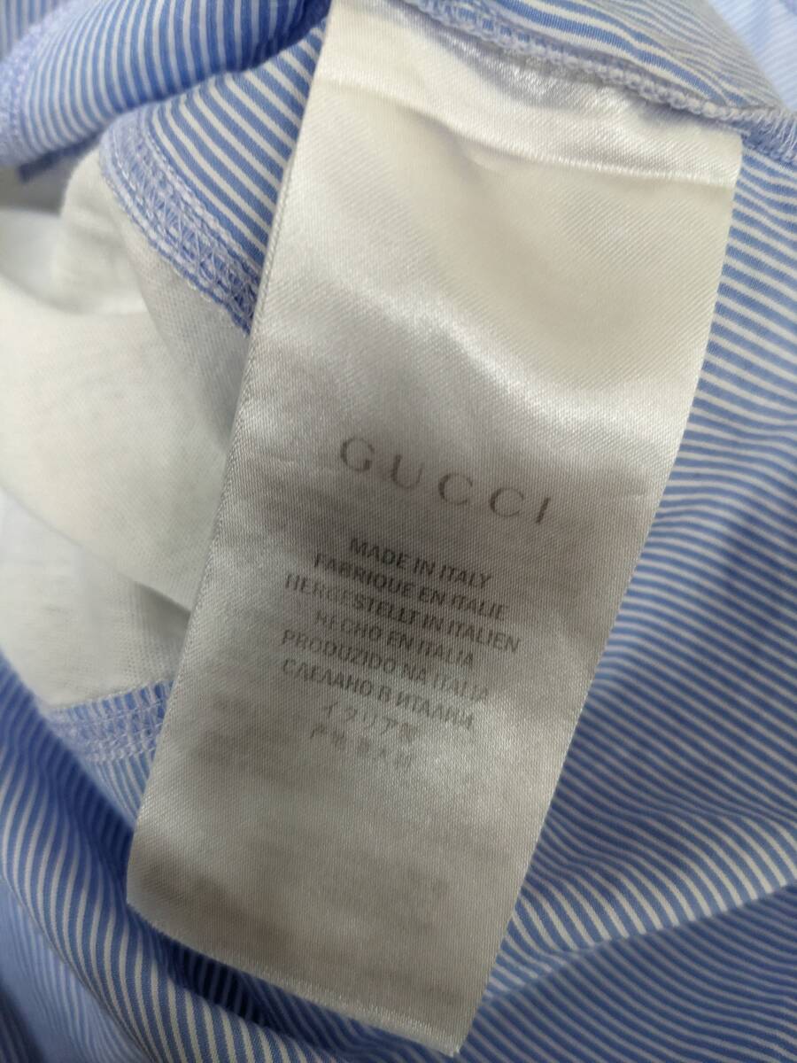 GUCCI/グッチ/袖・サイド・裾ストライプ切り替え半袖カットソー/Tシャツ/袖ロープアップ/背面立体ブランドロゴ/イタリア製の画像9