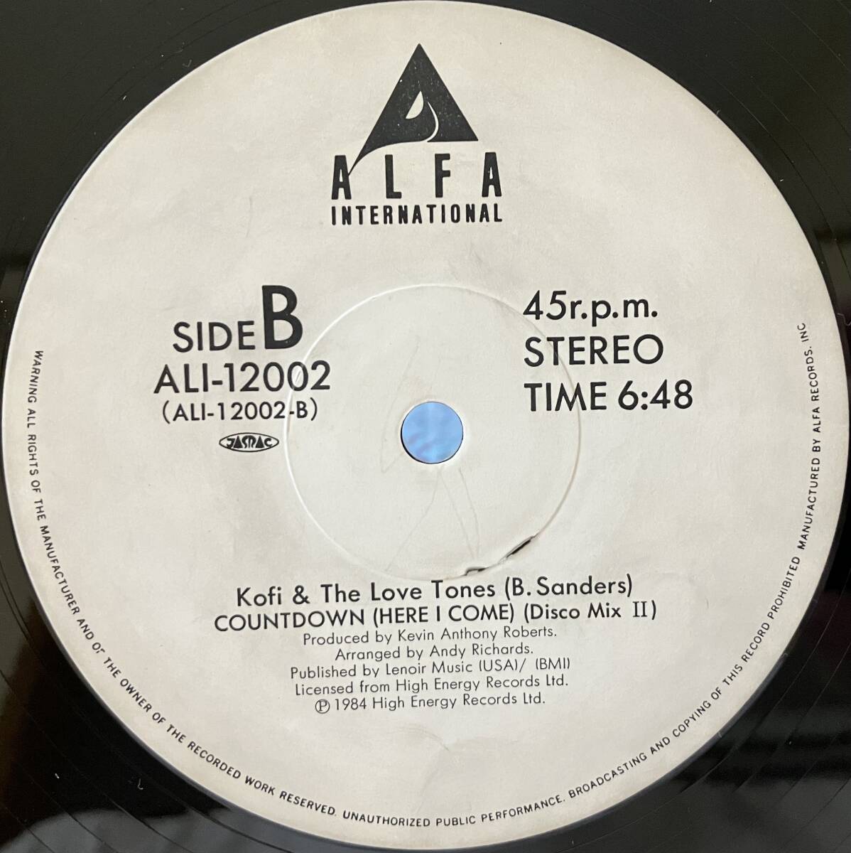 Kofi & The Love Tones - Countdown (2 Versions) レーベル: Alfa International ALI-12002_画像4