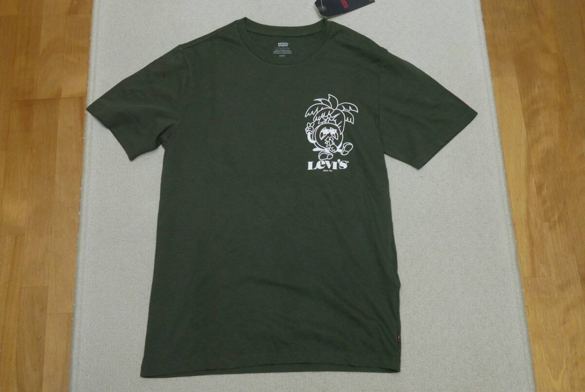 新品リーバイス22491-0875 JP Mサイズ/US Sサイズ 半袖 グラフィック クルーネック Tシャツ アーミーグリーン/緑 カットソー_画像1