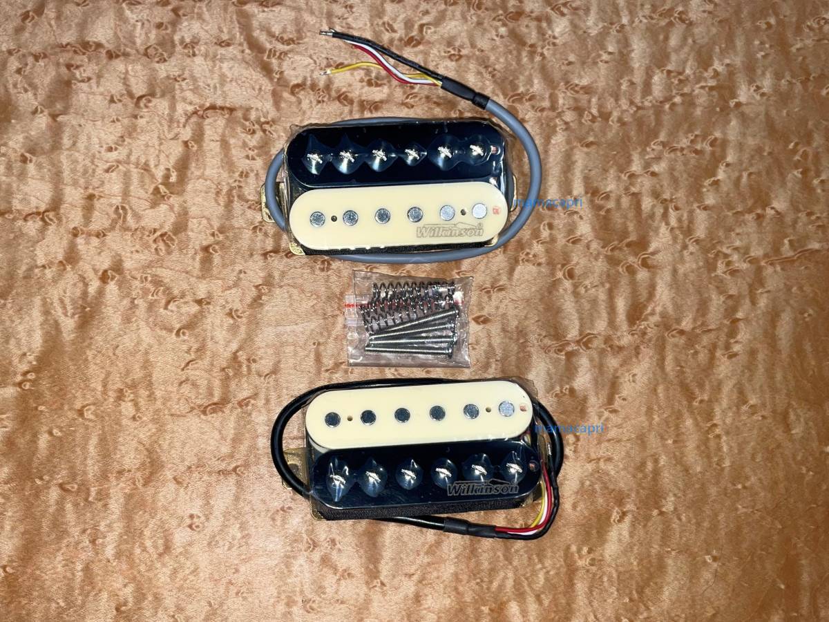 Wilkinson MWHZ Neck&Bridge Humbucker Pickup Set Zebra ウィルキンソン フロント&リア ハムバッカー ピックアップ セット ゼブラ ロゴ有_画像1