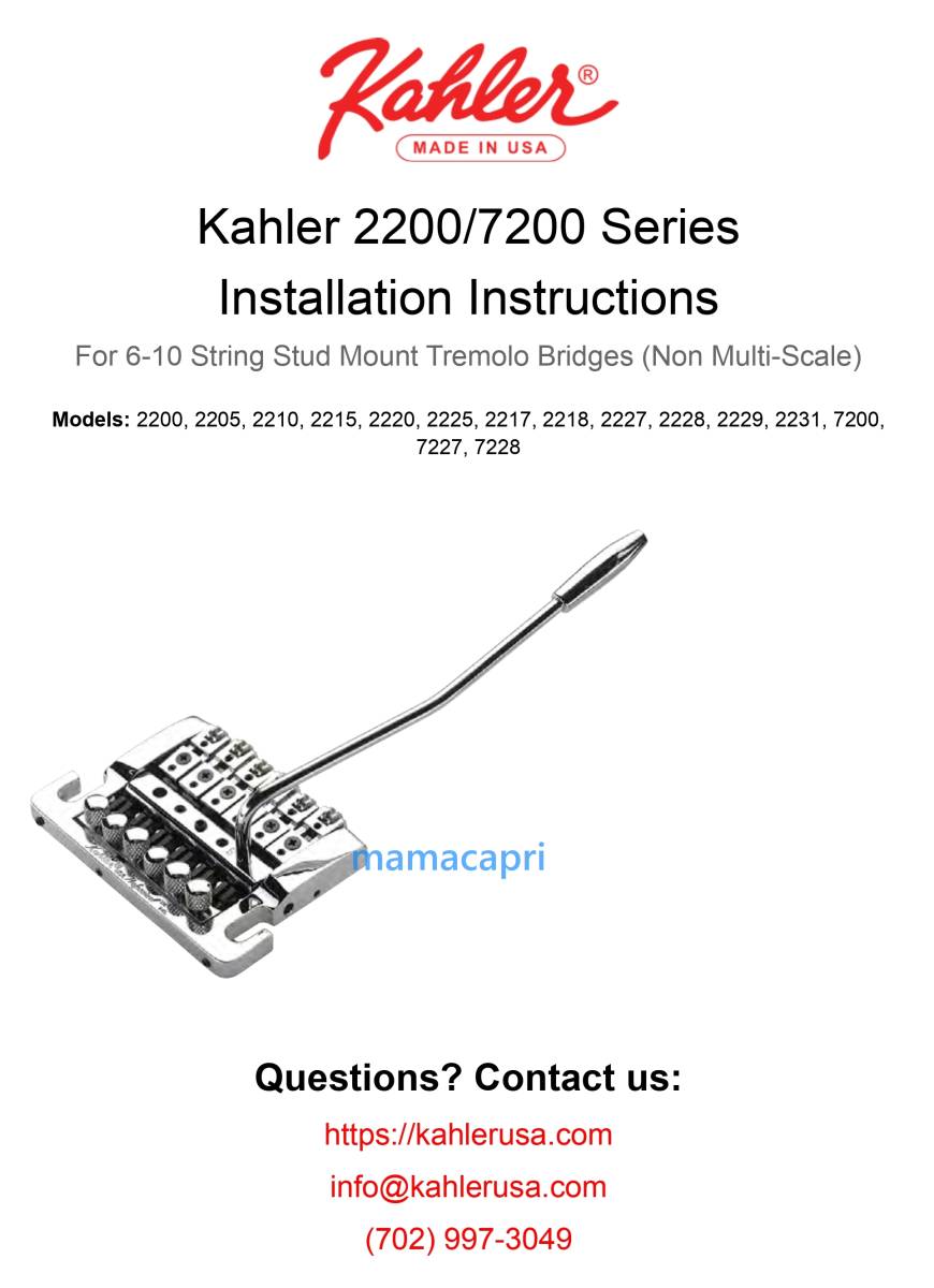 新品Kahler USA純正 7200-CX Bright Chrome 6String 7200 Series Hybrid Tremolo Bridge System ケーラー ハイブリッド トレモロ ブリッジ_画像3