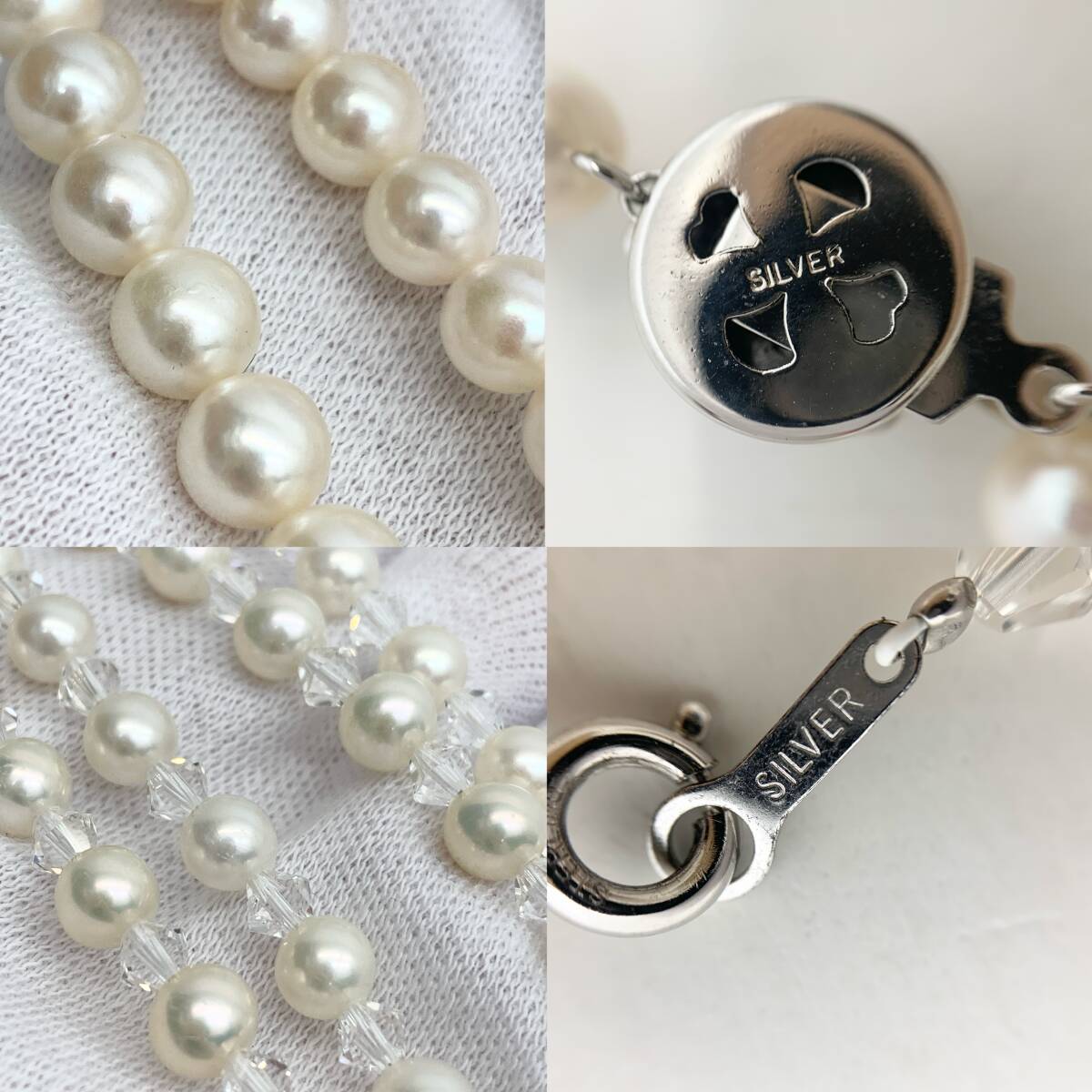 1 jpy ~! pearl necklace 6ps.@ summarize SILVER K14 K14WG silver gross weight 201.1g accessory pearl 925