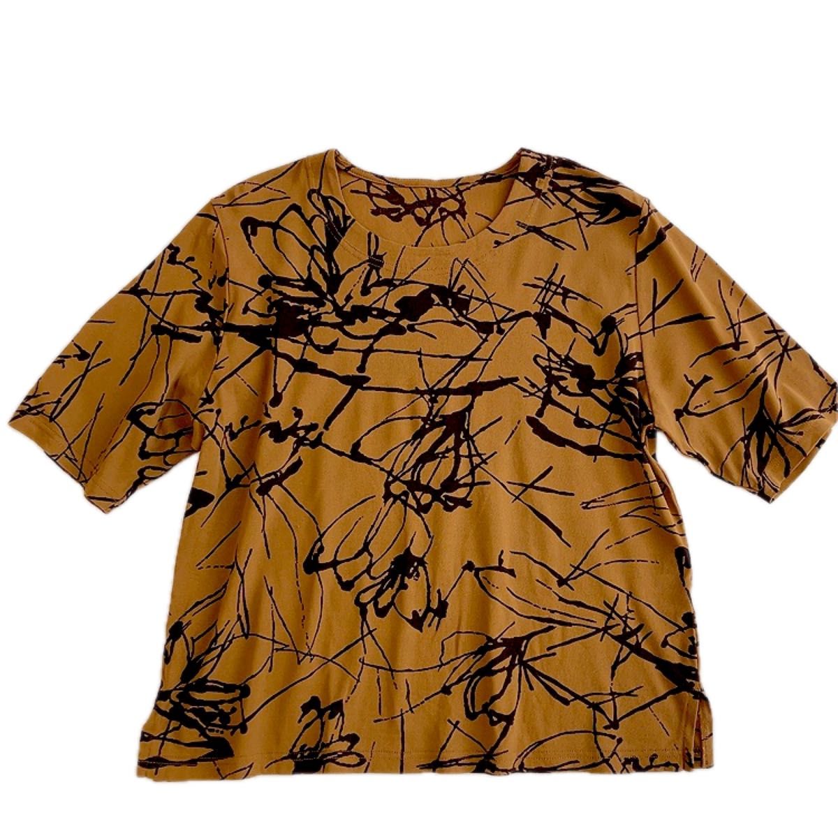 ABiTO 春夏トップス　プルオーバー　総柄　個性的　ML ペニーレイン　日本製　 半袖Tシャツ カットソー