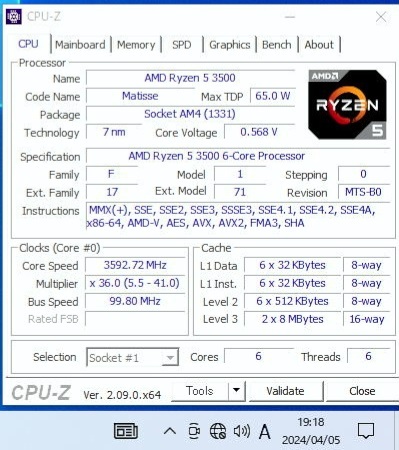 AMD Ryzen5 3500の画像3