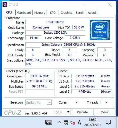 Intel Celeron G5905 inspection :G5900 G5925