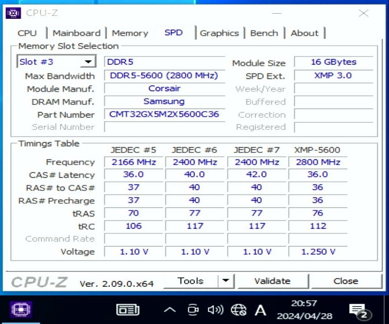 Corsair DDR5-5600 16GB 2枚組(32GB) デスクトップメモリ CMT32GX5M2X5600C36_画像4