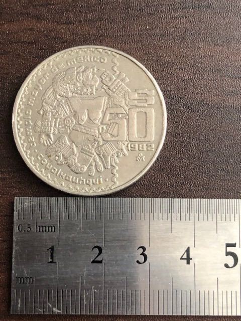 アステカ女神コヨルシャウキ 記念50ペソ硬貨・メキシコ 1982年・海外 南米・アンティークコインの画像5