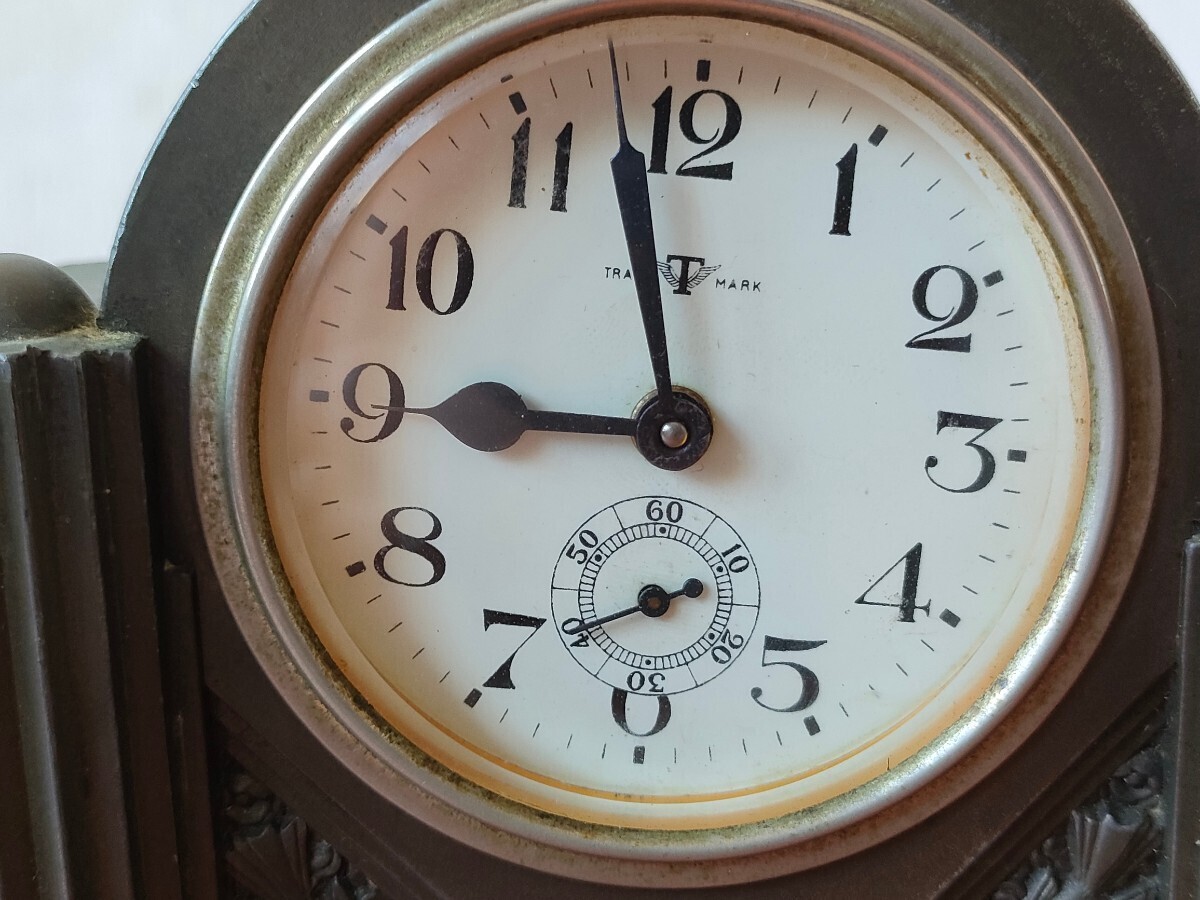 ゼンマイ式 ◎置き時計 SEIKOSHA 精工舎 TRADEMARK アナログ 置時計 当時物 2点まとめて の画像3