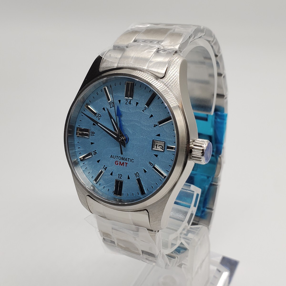 新品 自動巻 Tandorio ノーロゴ ブルー GMT セイコー NH34 メンズ腕時計 機械式 高級 サファイア風防_画像2