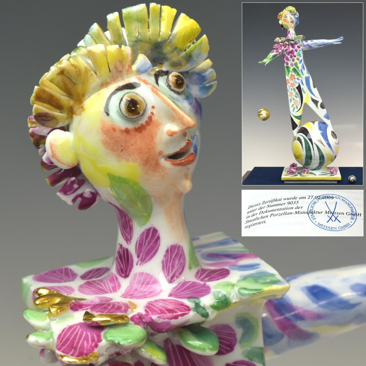 激安通販の 希少 【趣楽】 2008年 一点物 マイセン ペーターシュトラング作 高さ33cm 本物保証 Y2031 「、、、そして揺れ動く彼女」 マイセン