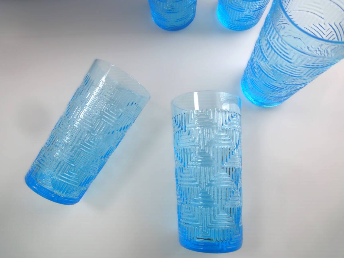 ate rear blue glass 5 customer relief tumbler geometrical pattern gala spade paper box ( Magic paper . equipped ) unused old goods 