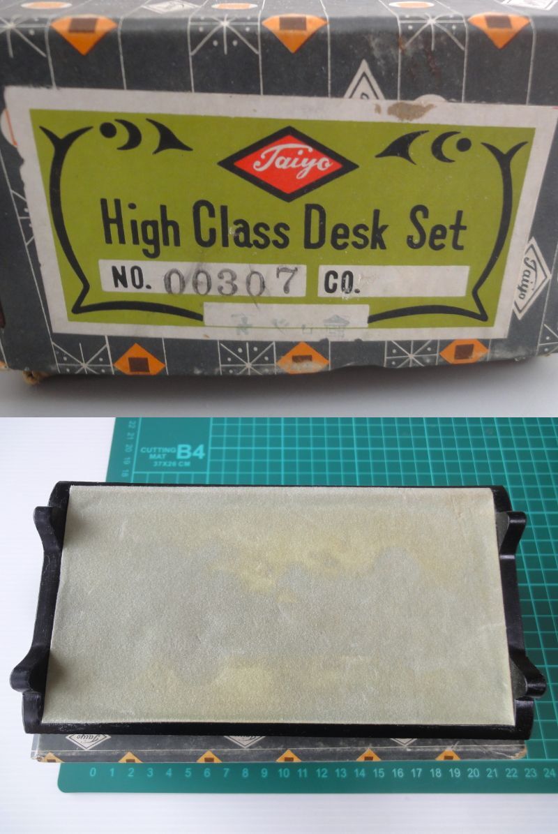 昭和 金蒔絵 白菊 Taiyo High Class Desk Set NO.00307 ペン立て 足付ペンスタンド 樹脂製 未使用古品の画像10