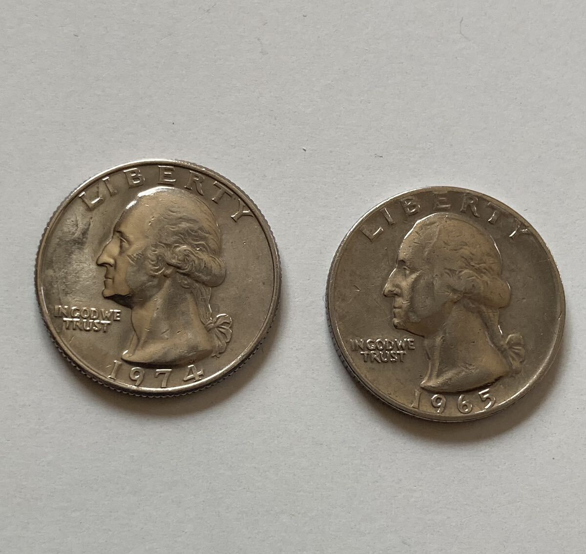 T.156・アメリカ ワシントンクォーターダラー（25セント）銀貨.2枚セット_画像1