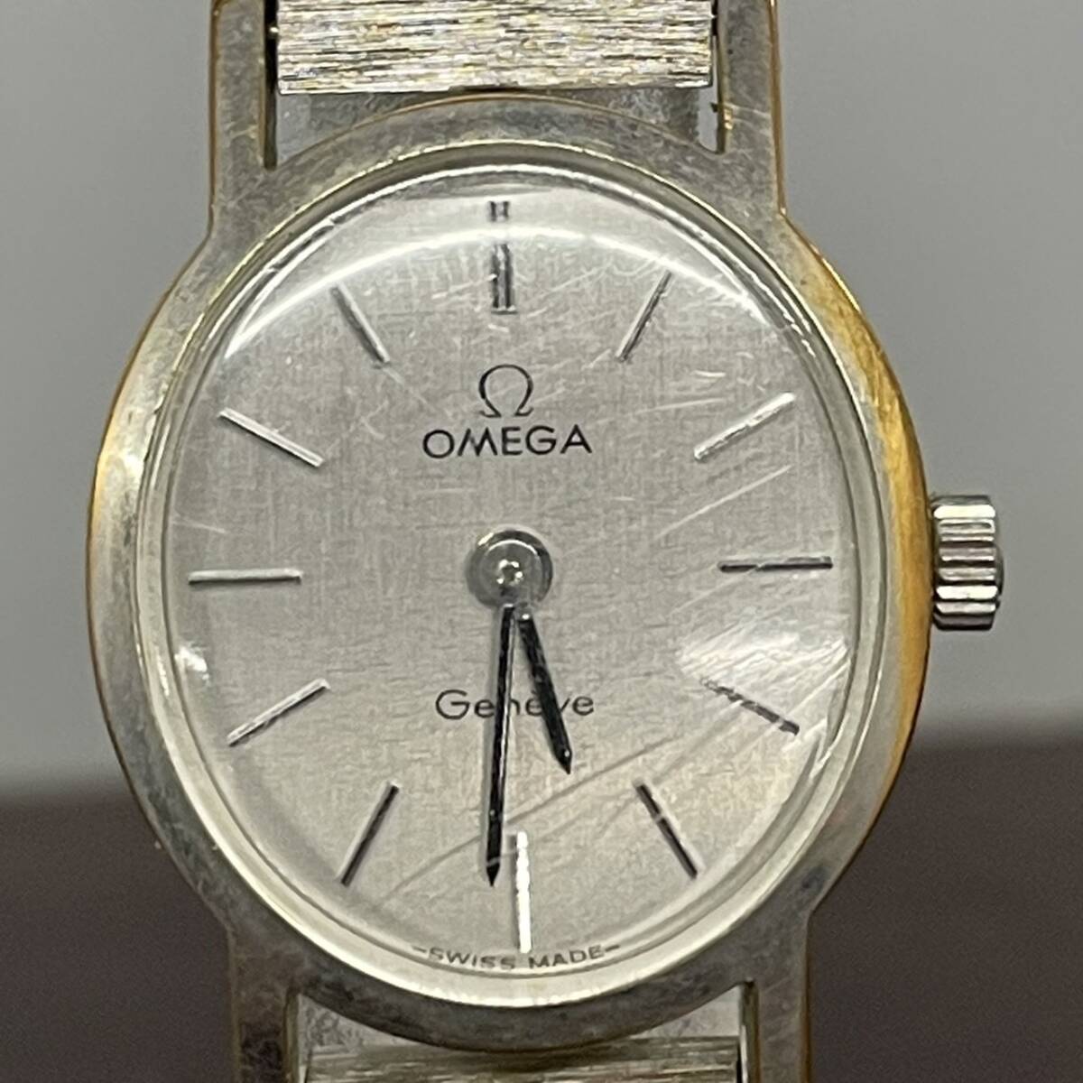 ★1円スタート★OMEGA オメガ GENEVE ジュネーブ オーバル シルバー 文字盤 レディース 腕時計 稼働 手巻き 2針 #h252_画像2