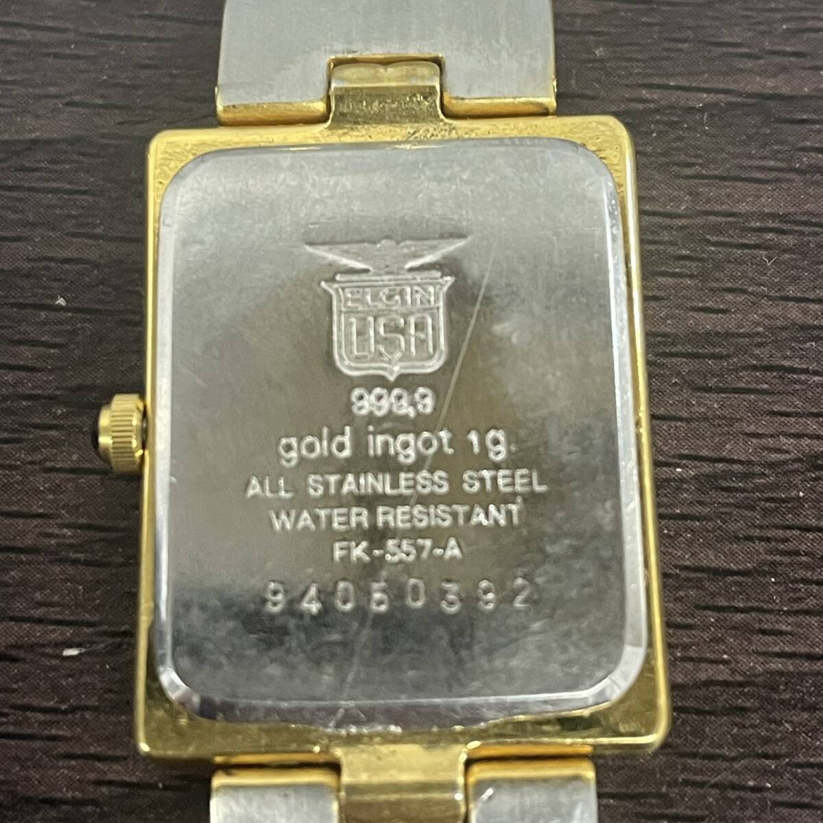 ELGIN エルジン FK-557 FINE GOLD 999.9 gold ingot 1g クォーツ 腕時計 h103の画像8