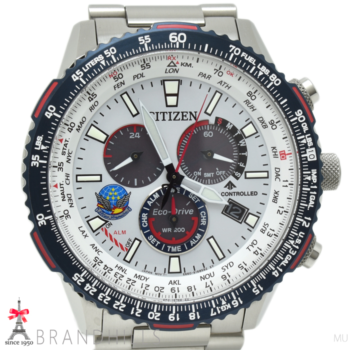 シチズン 腕時計 アテッサ エコドライブ電波 ブルーインパルス エディション クロノグラフ CB5001-65A E660-S123135 CITIZEN 美品の画像2