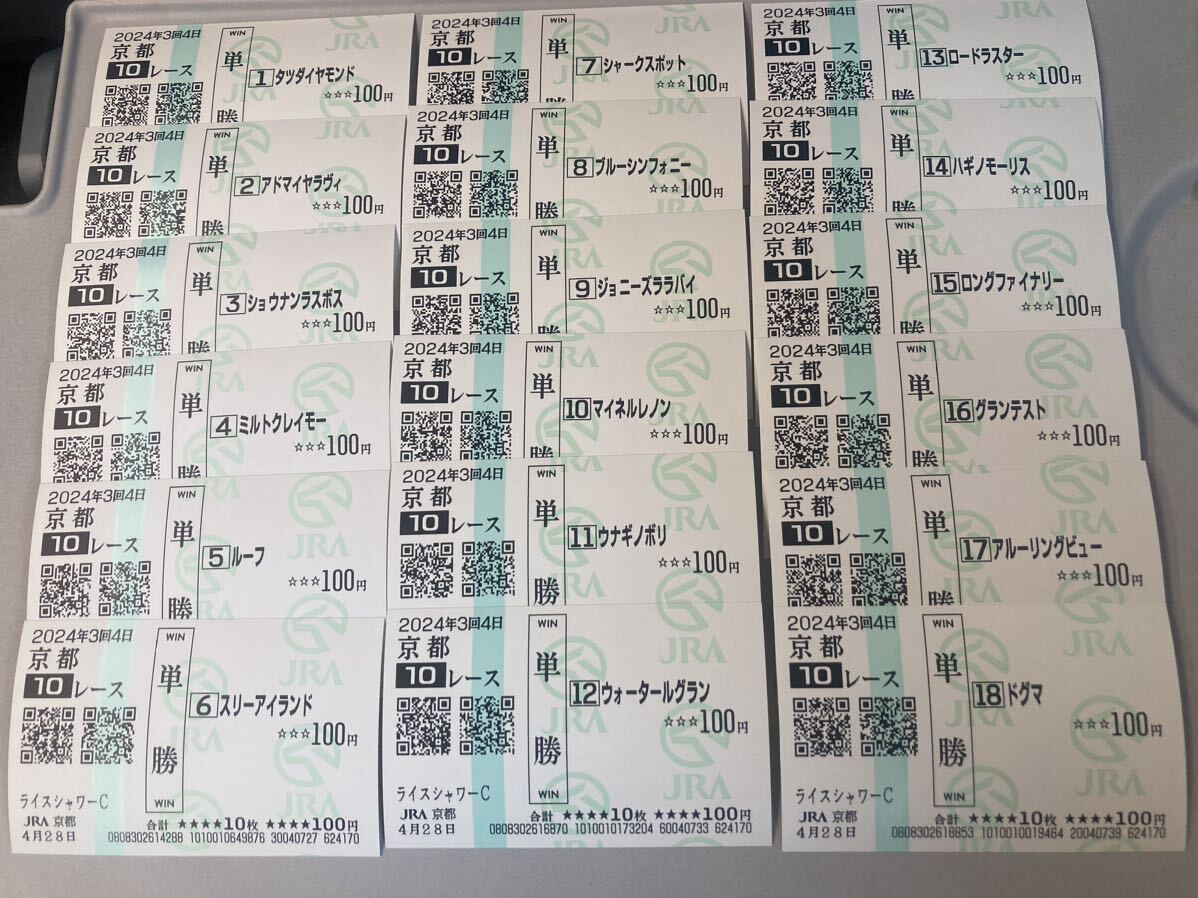  rice shower cup gran test contains actual place all horse single . horse ticket total 18 sheets ream number buy + extra color re- Pro 