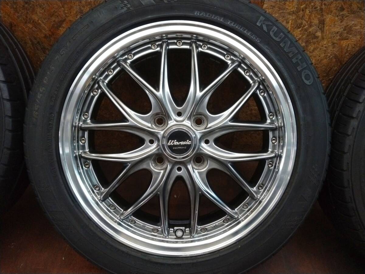 ★深リム Warwic + YellowHat/YOKOHAMA PRACTIVA・KUMHO HS51 165/55R15 4本セット[ムーヴ アトレー ルークス N-NBOX エブリィ ワゴンR 軽]の画像6