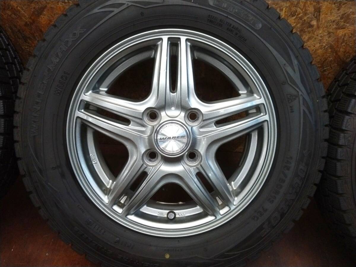 ★WAREN WR5 + スタッドレス DUNLOP WINTERMAXX WM01 145/80R13 4本セット[タント ムーヴキャンバス N-BOX ワゴンR スペーシア 軽自動車]_画像4