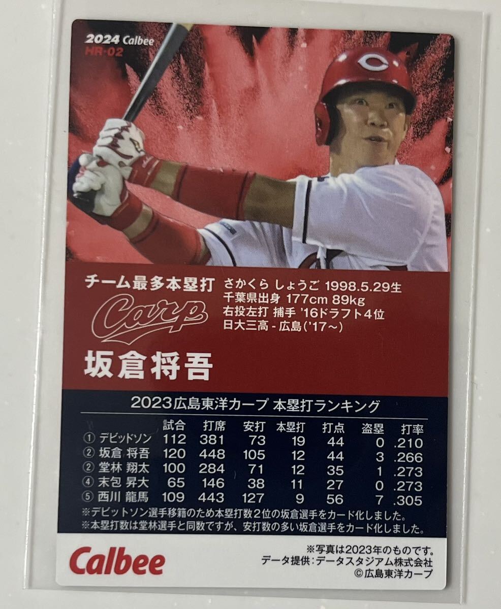 カルビー プロ野球チップス2024 第1弾 広島東洋カープ 坂倉将吾 チーム本塁打王カード スペシャルボックス限定カード_画像2