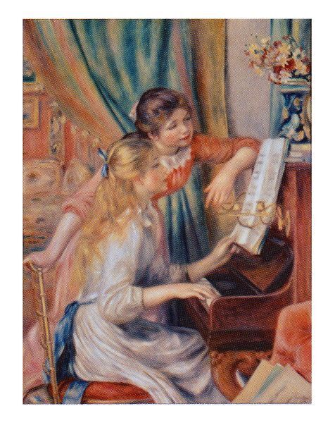 絵画 世界の名画シリーズ 額縁付(MJ108N) ピエール・オーギュスト・ルノワール 「ピアノに寄る娘達」 お買い得サイズ： P10号 プリハード_画像1
