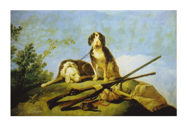 絵画 世界の名画シリーズ 額縁付(MJ108N) フランシスコ・デ・ゴヤ 「猟犬と狩猟具」 お買い得サイズ： M12号 プリハード_画像1