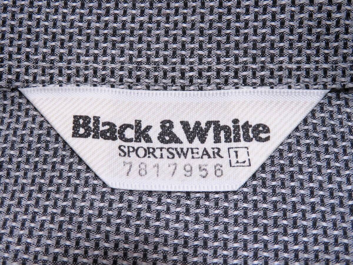 美品 Black&White ブラック&ホワイト 長袖シャツ 胸ロゴ テリア犬刺繍 メンズ ゴルフウエア 紳士 Lサイズ オールシーズンの画像6