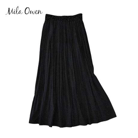 NC867.@ Mila Owen прекрасный товар полька-дот точка макси длина длинная юбка размер 0/S черный белый чёрный белый 