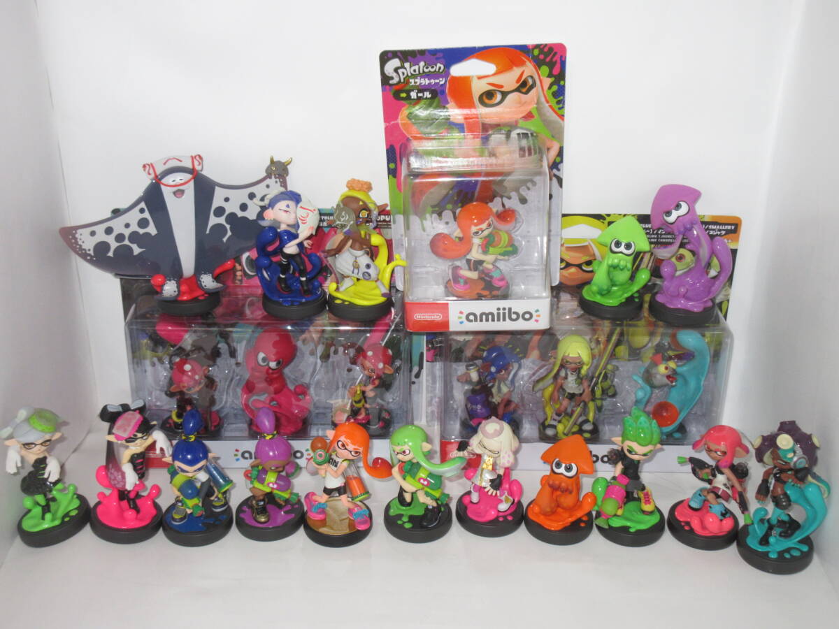 SWITCH amiibo 全23体 全種ギア 19種 フルセット タコ スプラトゥーン3 ガール 新品 限定グリーンガール 紫ボーイ イカ すりみ連合アミーボ_画像1