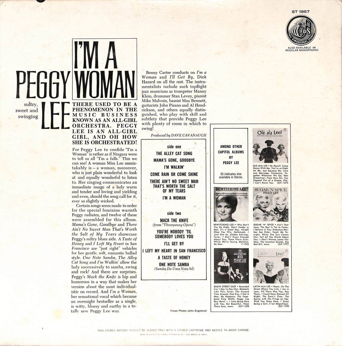 A00591477/LP/ペギー・リー (PEGGY LEE)「Im A Woman」_画像2