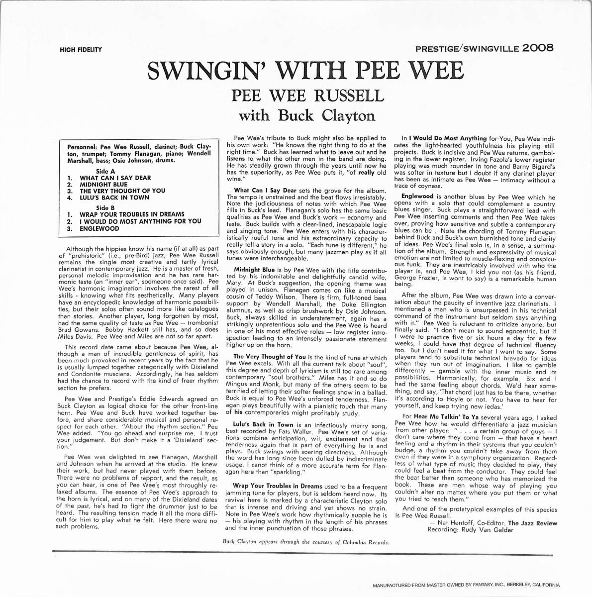 A00591822/LP/Pee Wee Russell「Swingin With Pee Wee」の画像2