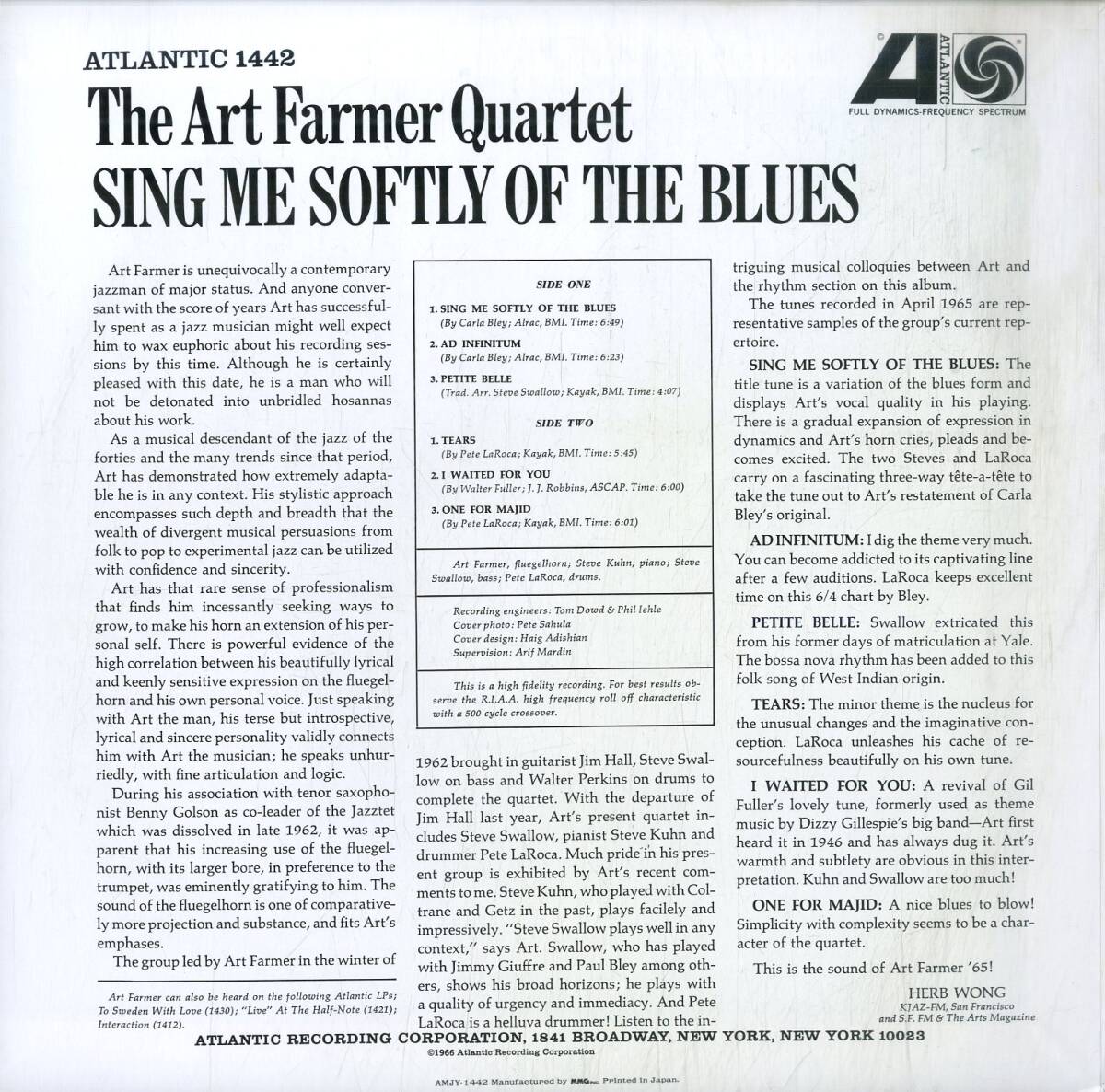 A00590559/LP/Art Farmer「Sing Me Softly Of The Blues」の画像2