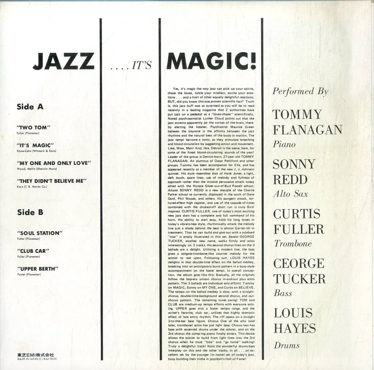 A00590634/LP/トミー・フラナガン (TOMMY FLANAGAN)「Jazz... Its Magic! (WAJ-70115・バップ)」の画像2