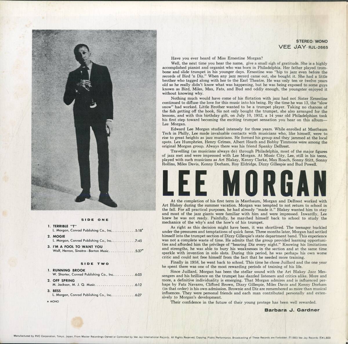 A00590660/LP/リー・モーガン (LEE MORGAN)「Heres Lee Morgan (1983年・RJL-2665・ハードバップ)」_画像2