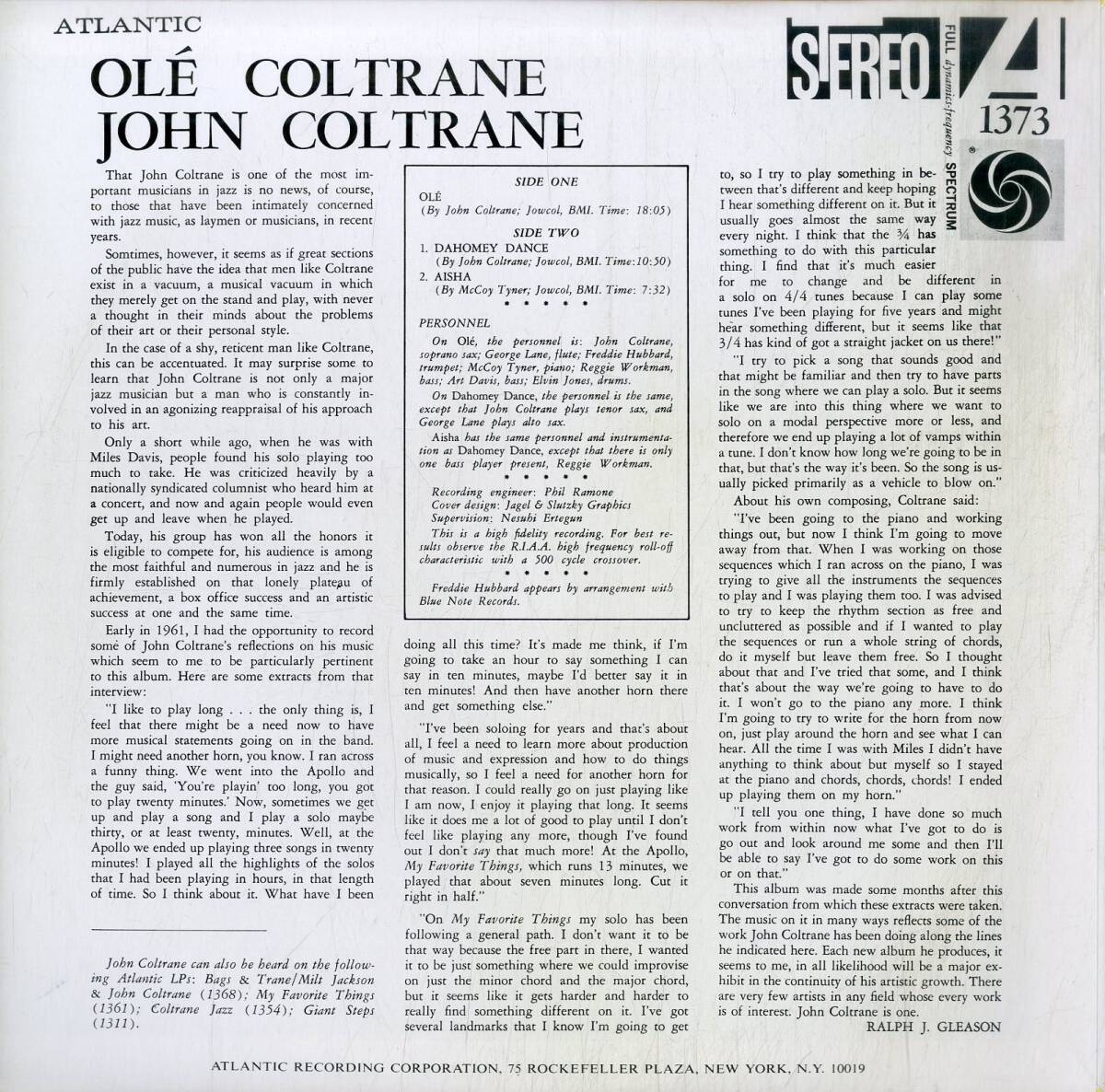 A00591028/LP/ジョン・コルトレーン(JOHN COLTRANE)「オレ(1976年・P-7507A・モードジャズ・MODAL)」の画像2