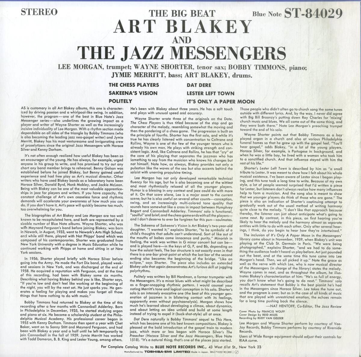 A00591140/LP/Art Blakey & The Jazz Messengers「The Big Beat」_画像2