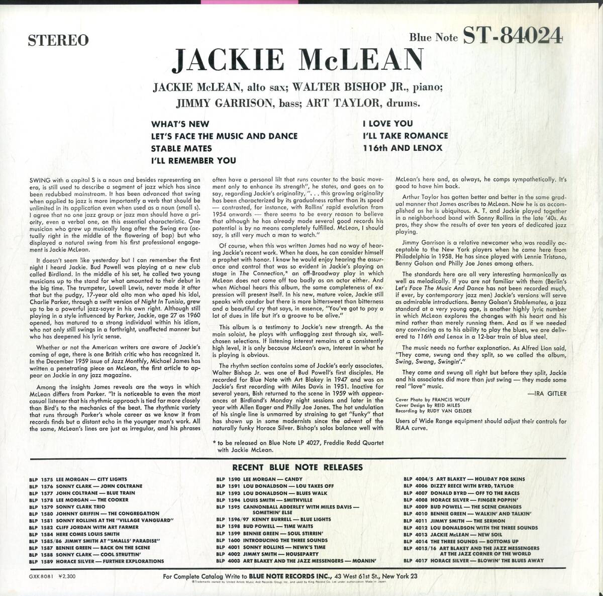 A00591867/LP/ジャッキー・マクリーン(JACKIE McLEAN)「Swing Swang Swingin (1978年・GXK-8081・ハードバップ)」_画像2