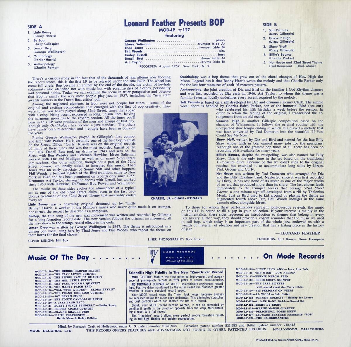 A00592105/LP/ジョージ・ウォーリントン (GEORGE WALLINGTON)「Leonard Feather Presents Bop (1988年・MOD-LP-127・183g重量盤・バップ)の画像2